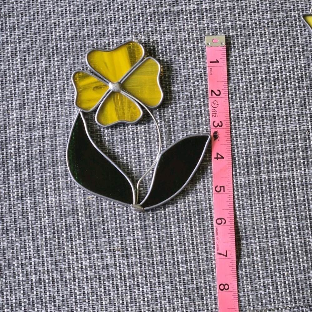 Suncatchers Stained Glass Butterfly Flower Set Vtg - Picture 9 of 11